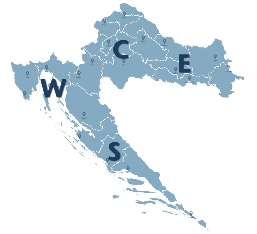 ACO Hrvatska - regije